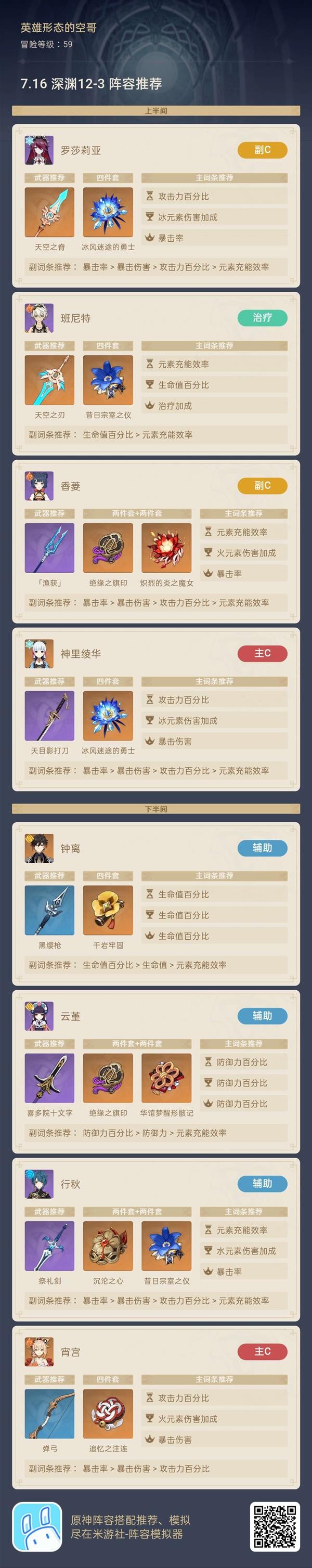 《原神》V2.8深渊12-3满星阵容推荐